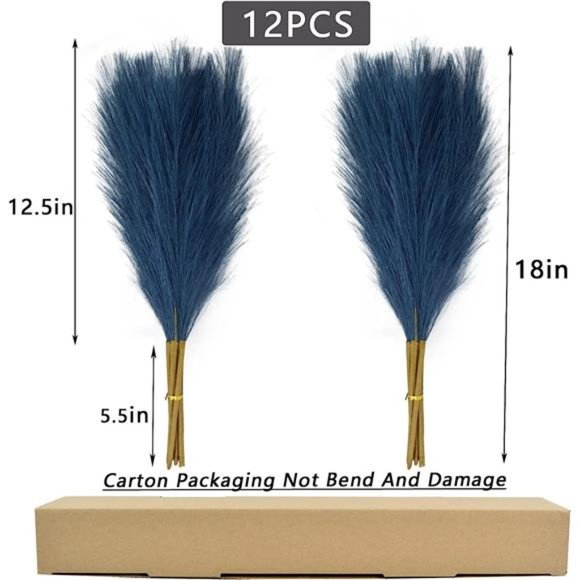 12 PCS Faux Pampas Grass Decor 18" Fake Pompous Grass Small Artificial Pompas - Picture 6 of 6